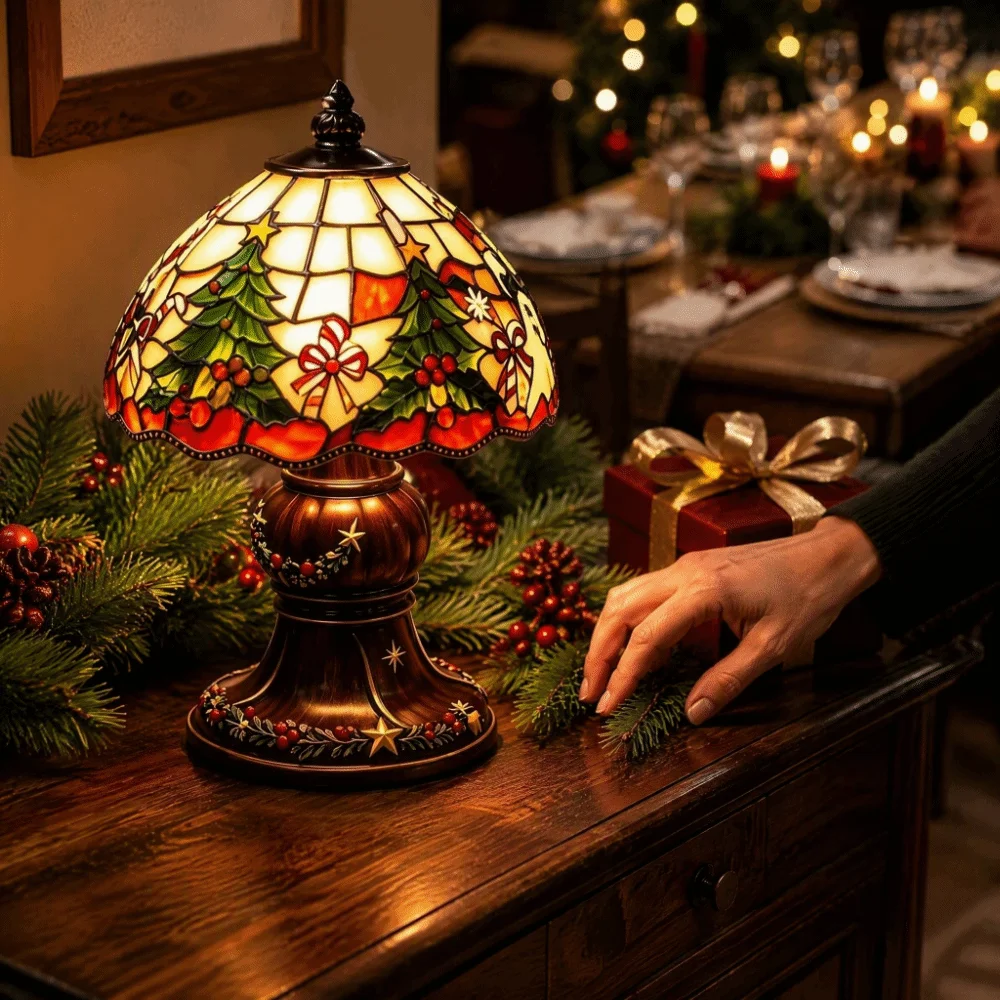 Premium Resin Christmas Resin Craft Light Warm Soft LED Stable Structure LED Christmas Lamp Delicate Craftsmanship Warm Light