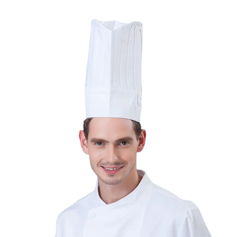 Gorro de Chef para hombre y mujer, gorro alto para Hotel, cocina, Catering, restaurante, trabajo de camarero, panadería, negro