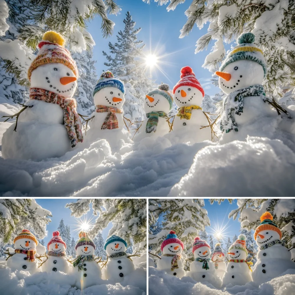 Yeele Photography Backdrop Winter Christmas Snowmen Forest Sunshine Natural Landscape Childern Portrait Photo Decor Banner Props