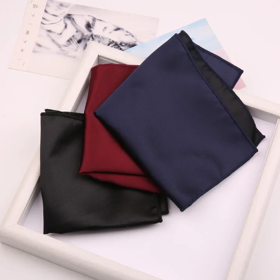 24CM Nero Navy Vino Solido Tasca Quadrata Accessori per abiti da uomo di alta qualità Hanky per uomo Banchetto Festa Fazzoletti giornalieri