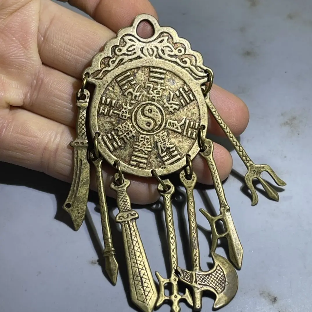 

Vintage Chinese Brass Charm Coin Hanging Decoration Collectible Ornament