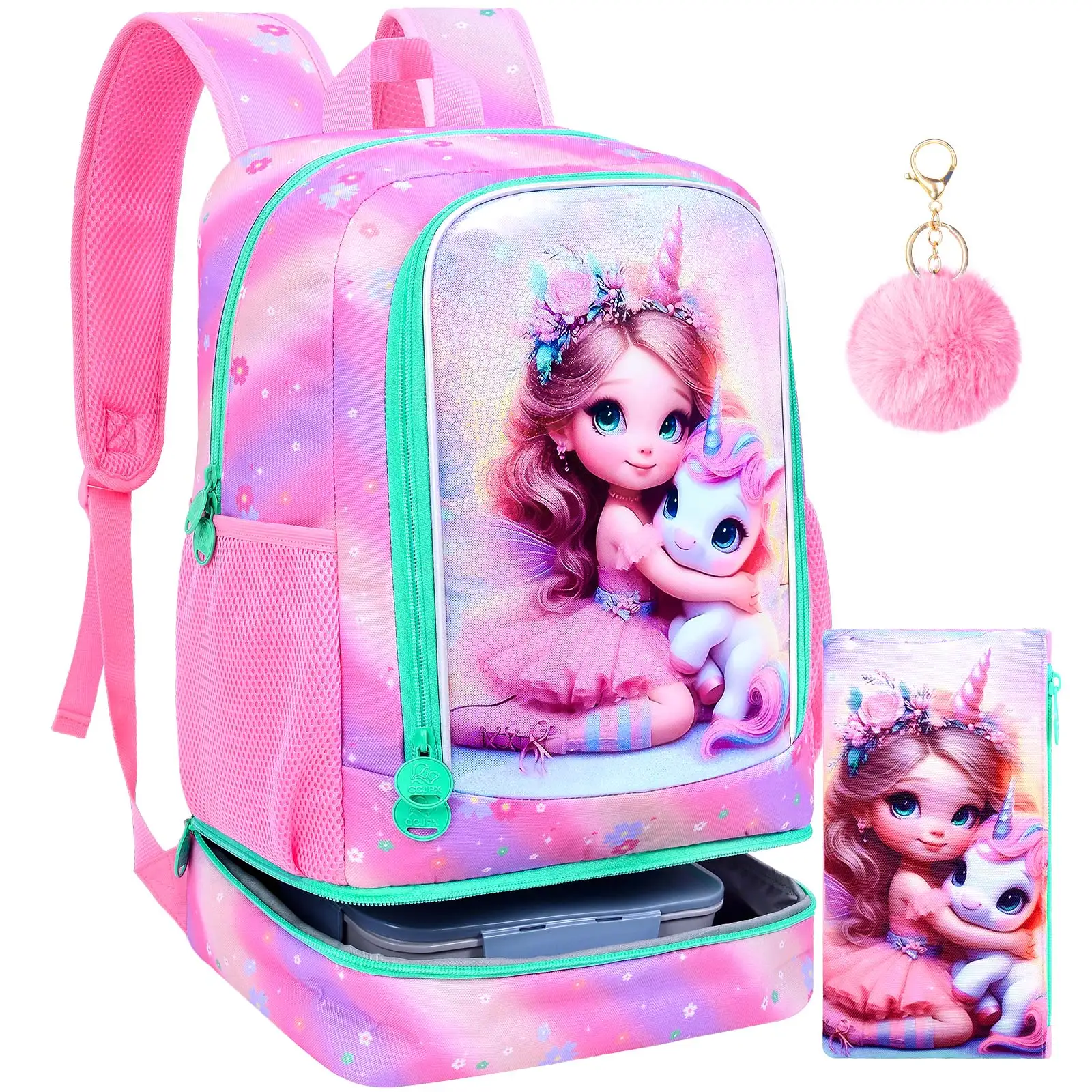 3pcs Cartoon Backpack Set, Kids School Backpack With Handbag And Pen Pouch, Lightweight Student Bookbag For Girls Primary School