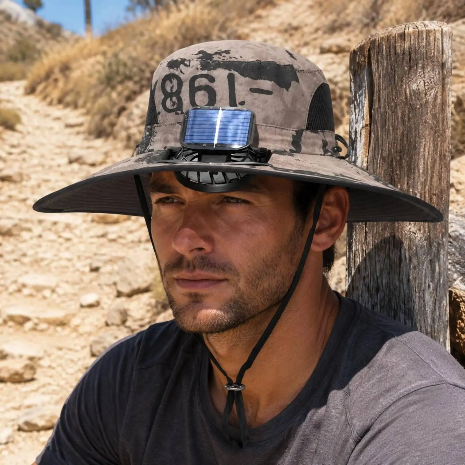 Solar Fan Hat USB Charging Solar Cooling Hat Breathable Mesh Cooling Cap for Men, Hiking, Fishing, Camping