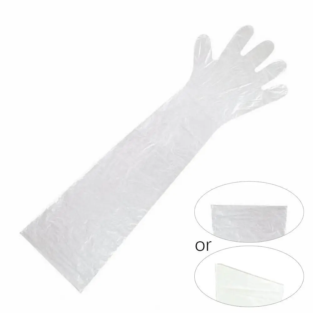 50PCS Disposable Long Arm Glove Plastic Film Farm Cattle Sheep Glove Vet Plastic Glove Veterinary Supplies