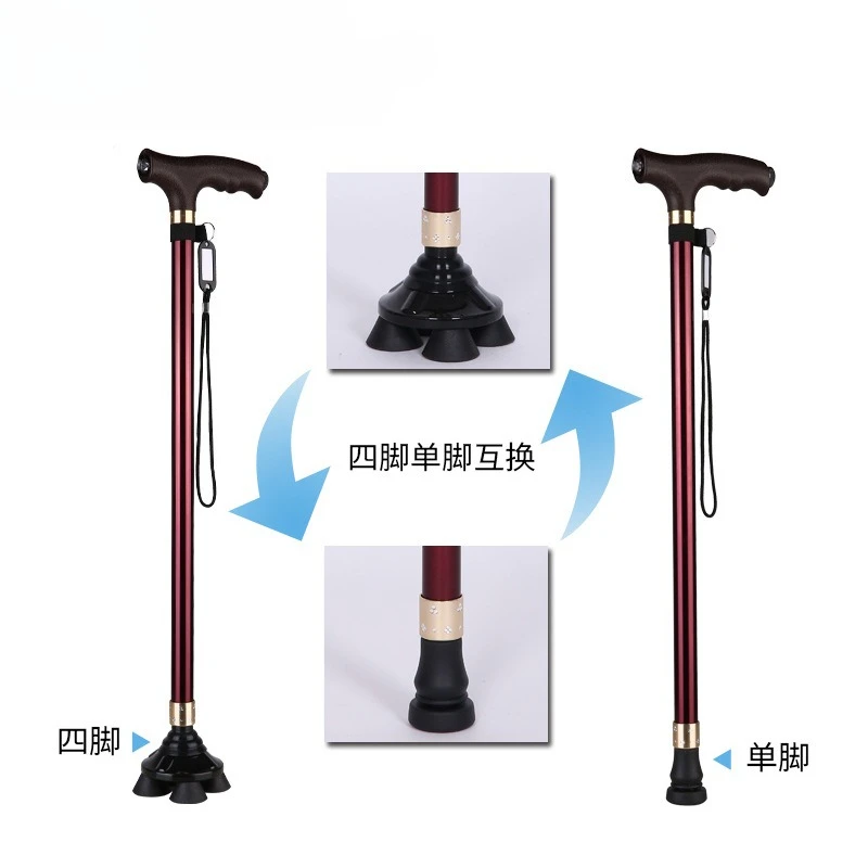 

Non-slip Telescopic Walking Stick for The Elderly Mothers Fathers Limited Mobility Led Light Walk Cane Aluminium Metal Crutches