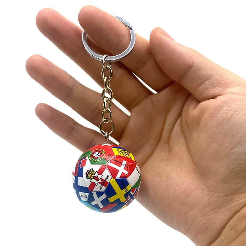 New Multinational Flag Football Key Chain France Spain Flag Soccer Pendant KeyChains Fan Souvenirs Bag Backpack Accessories Gift