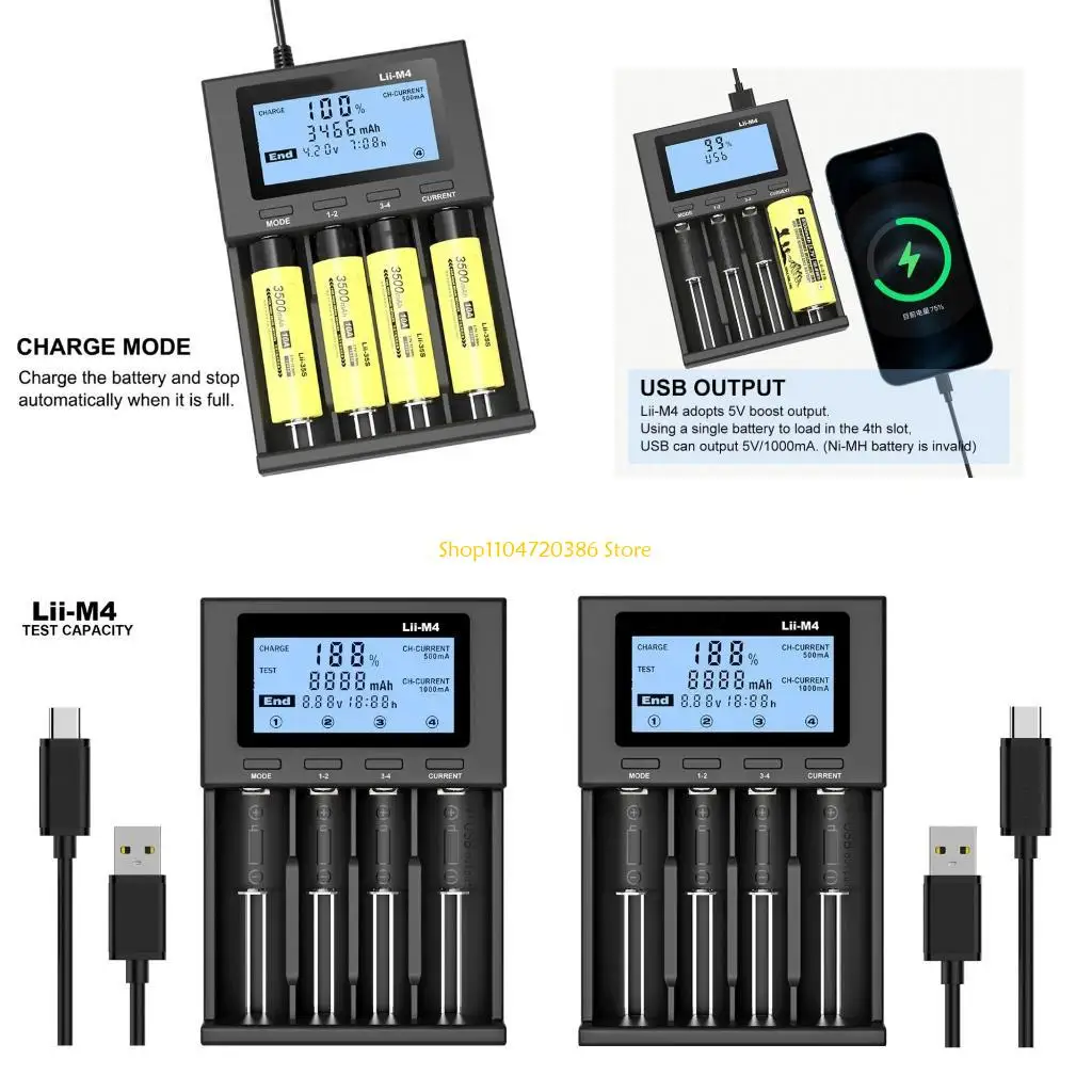 

K0EA 18650 Аккумуляторное зарядное устройство, ЖК -дисплей, 2A Fast 18650 Зарядное устройство, подходящее для литиевого батареи
