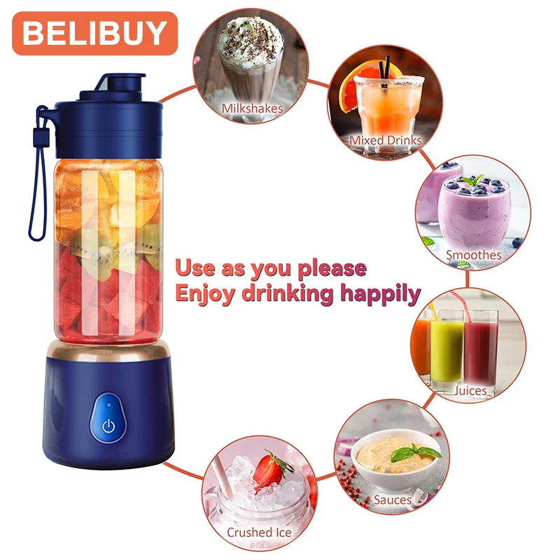 Portable Blender Electric Juicer 600ML Fruit Mixers 2000mAh USB Rechargeable Smoothie Mini Blender Multifunction Juice Maker