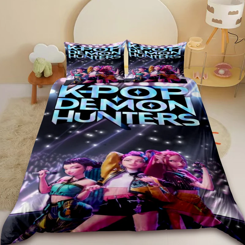 

K-pop 3pcs Duvet Cover Set D-Demon H-Hunters Bedding Set Soft and Comfortable Full Single Bedroom Decor Teens Gifts