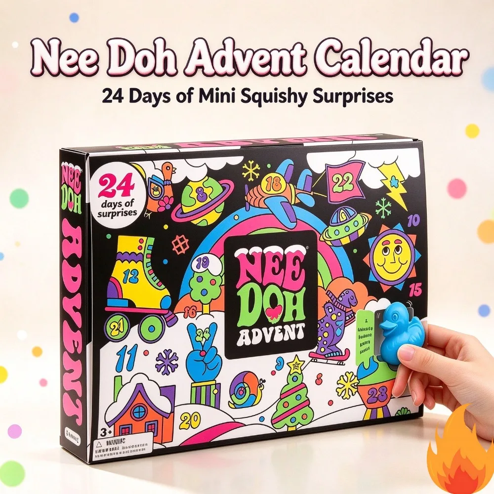 2026 NeeDoh Christmas Advent Calendar, 24 Days Surprise Box, 3D PVC Fidget Stress Relief Toy, Holiday Collectible for Adults