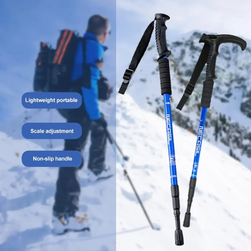 

Handle 4 Section Trekking Poles Straight/Bend 2pcs Folding Sticks Walking Poles Collapsible Walking Stick 110cm Hiking Nordic