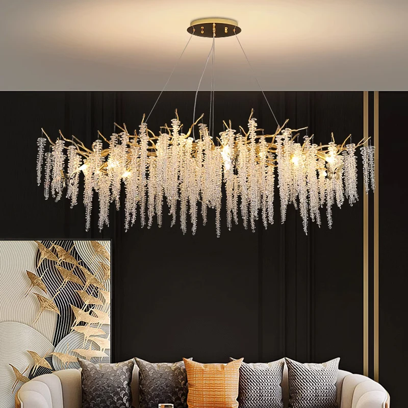 Imagem -03 - Crystal Chandelier For Living Room Luz de Teto Iluminação Interior Home Deco Pendant Lamp Fixture Moderno Luxo Sala de Jantar Quarto