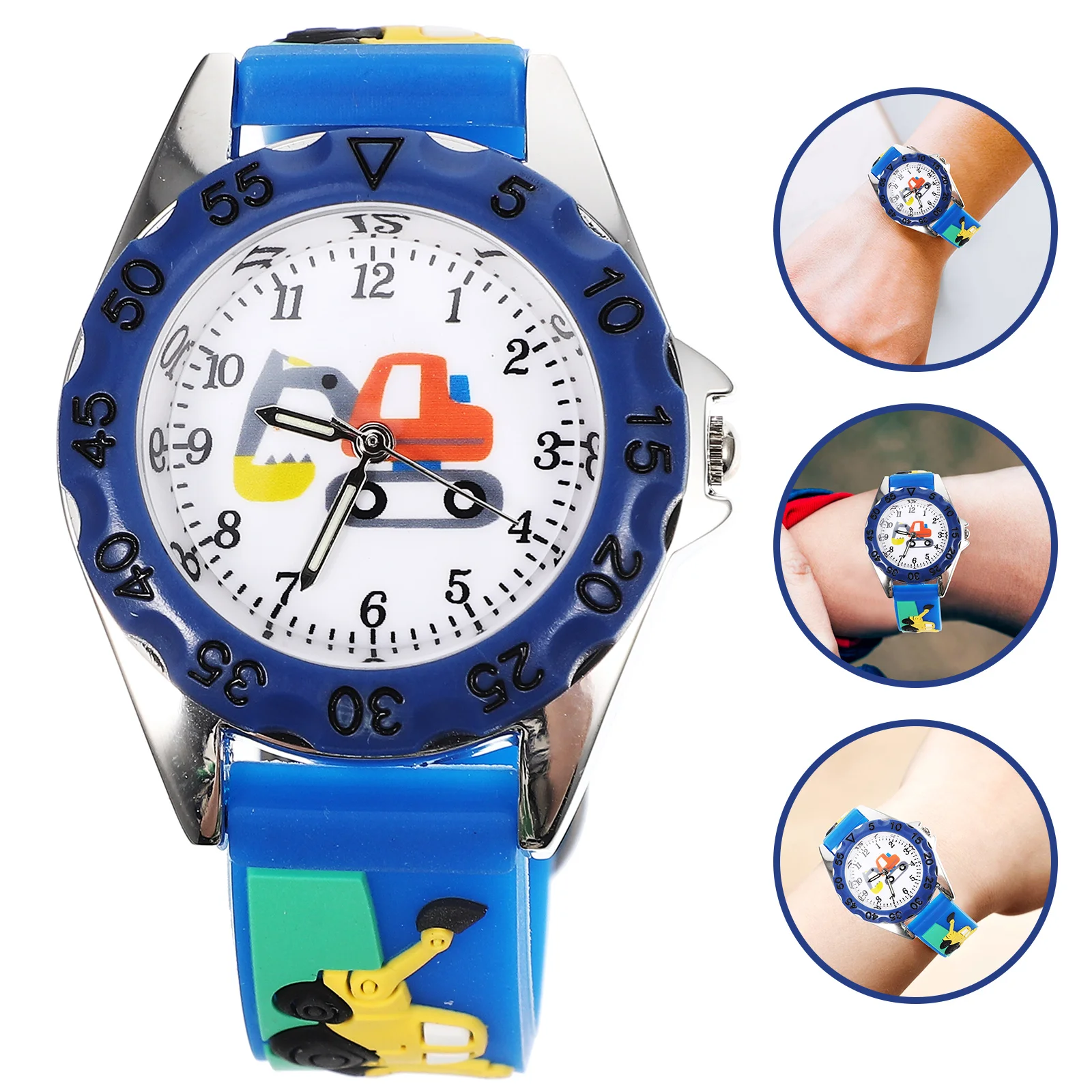 

Kids Watches Children Silicone Students Wrist Strap Lightweight Blue Fashionable Adjustable Cartoon Durable Quartz Digital