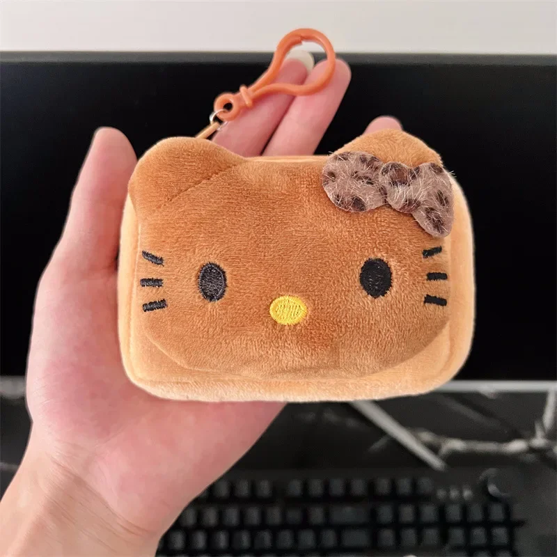 Sanrio hello kitty bolsa de moedas dos desenhos animados kitty gato portátil saco de armazenamento de viagem mini saco chave sacos de cartão fone de ouvido batom saco de armazenamento