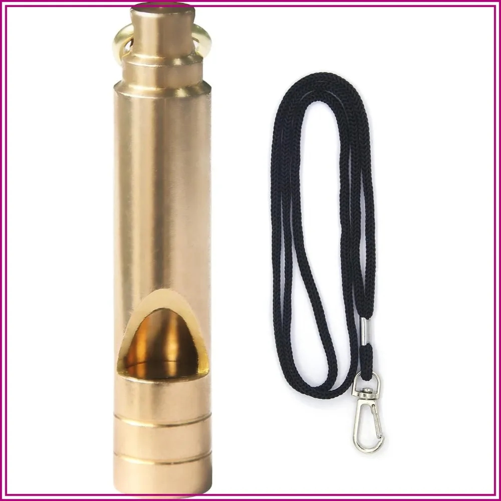 

Brass Survival Whistle, 125 dB Loud Emergency Whistle with Lanyard for Hiking Camping Pet Training Coaching