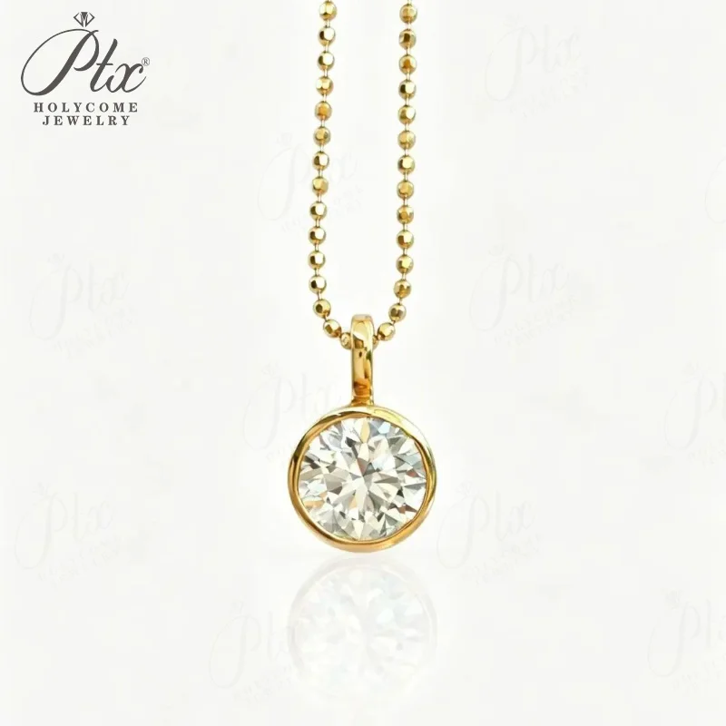 2ct Laborgezüchteter Diamant-Anhänger mit Goldperlenkette, Herzschliff, Echtes 18K Gold, Hochzeits- und Verlobungsanhänger, Einfacher Holycome Schmuck – Detail 11