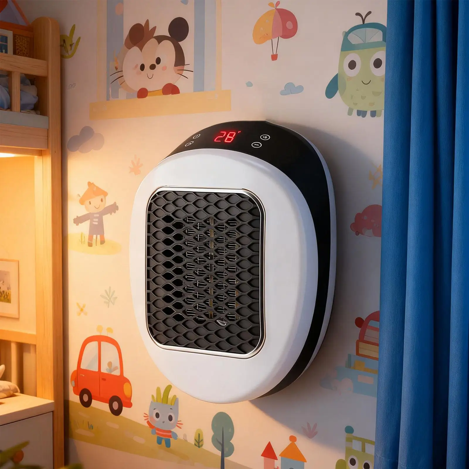 PTC Ceramic Wall Plug Heater Low Noise Fast Warming Room Appliance with Remote for Bathroom Living Room House Heating