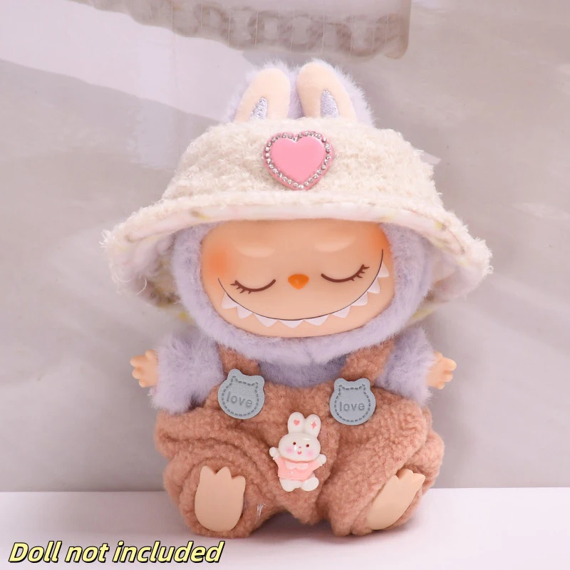 17cm Cute Mini Plush Dolls Clothes Outfit Accessories For Labubu Dolls Princess Jumpsuit Hat Set Clothing DIY Dolls Clothes Gift