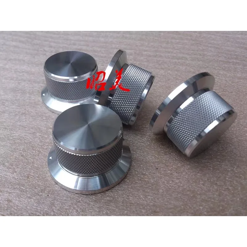 

1Pcs Aluminum Alloy Knob Potentiometer Knobs Cap Silver Knurled 44*25mm Dot Mark Switch Encoder Volume Control Knob Amplifier
