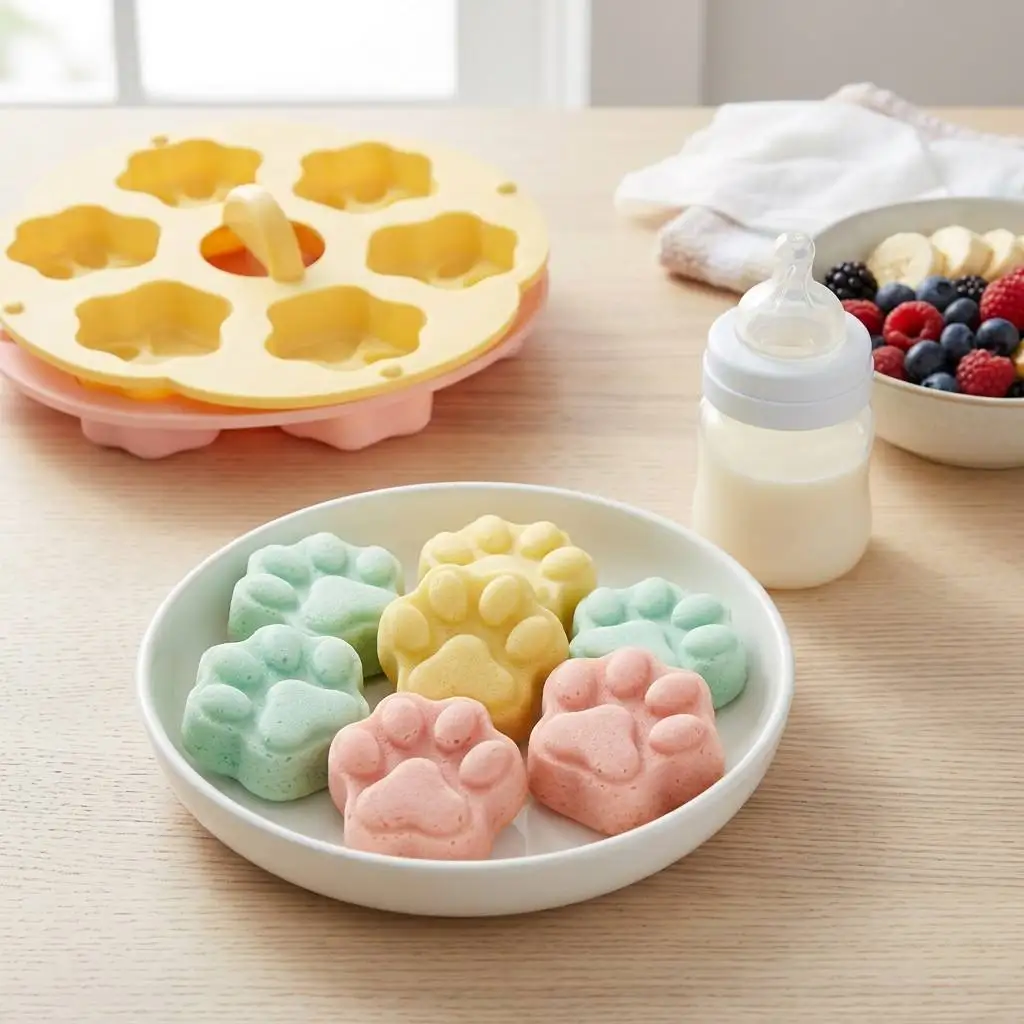 Cute Pet Paw Silicone Mold for Kids Breakfast DIY Steamed Cake Molds Baby Food Supplement Steaming Tray Kitchen Accessories