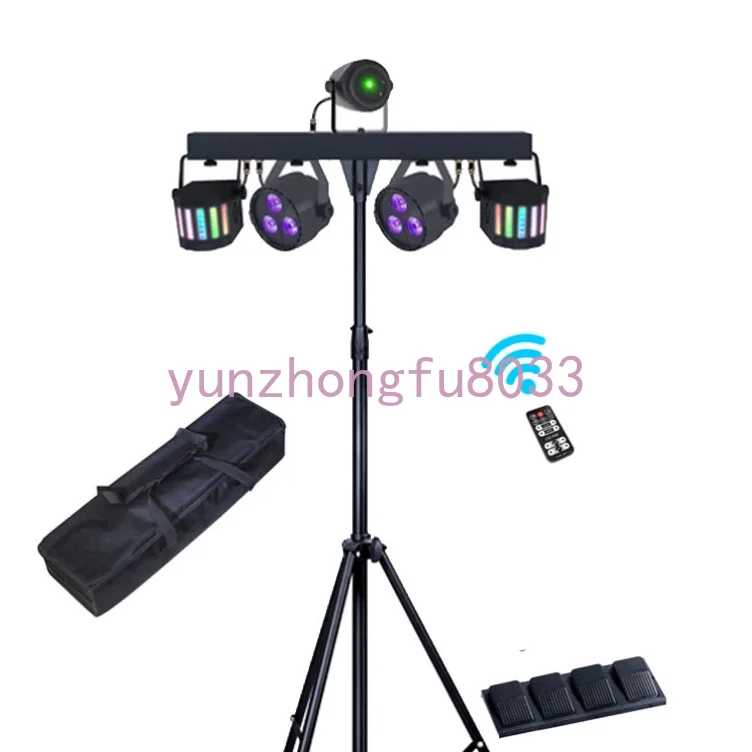 1 LOT 3-IN-1 PAR LIGHT + DERBY + LASER MULTI-STAGE LIGHT SYSTEM PORTABLE DJ EQUIPMENT WITH CARRY BAG WIRELESS FOOTSWITCH