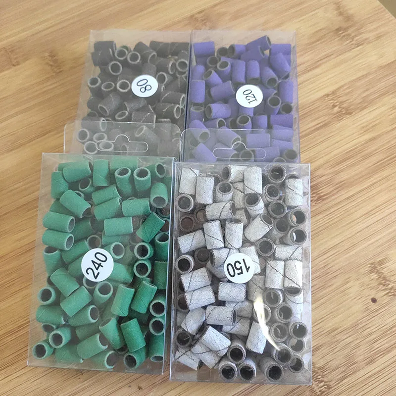 Nagelschuurbanden voor nagelboor, 100 stuks nagelschuurbanden grove fijne korrel schuurbanden 150 # 180 # 240 # 120 # Schuurbanden met korrel