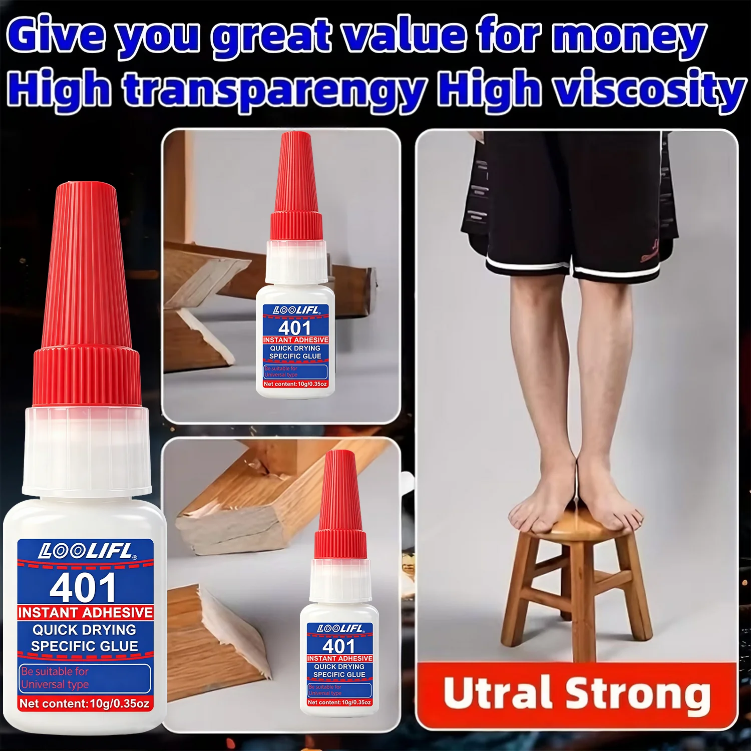 Super Strong Adhesive 401-10ml - 1-10Pcs Per Pack, Transparent Instant Glue Suitable for Plastic, Metal, Wood, Crafts, Glass, and Ceramics
