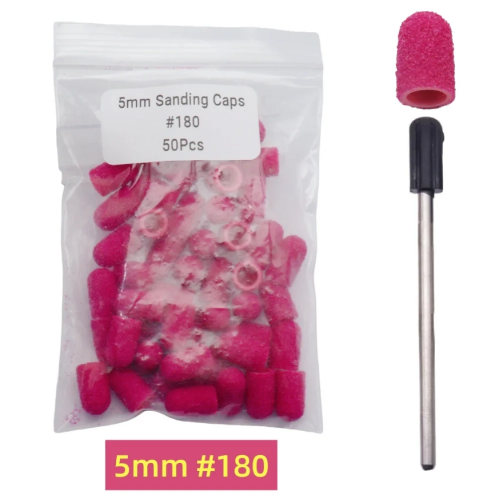 50 stuks nagelboor-schuurkappen met mandrel, 4 maten 5-13 mm, voor manicure, pedicure en eeltverwijderaar