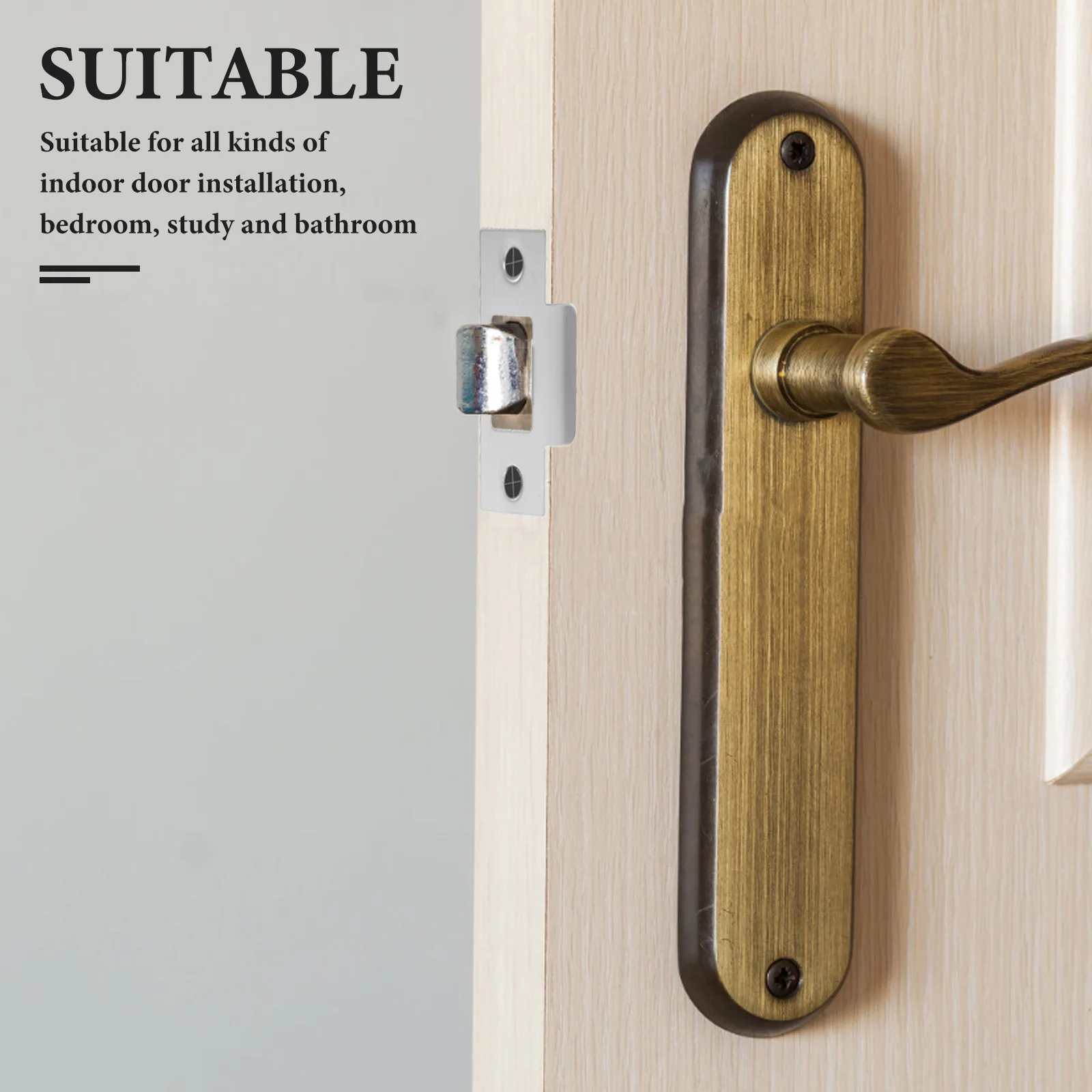 

4pcs Stainless Steel Door Latch Plates T-Shape Strike Plates For Interior Doors Lock Protectors Precision-Guided Durable Wear