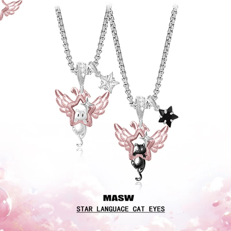 

MASW Original Design Sweet Korean Temperament Star Cat Necklace For Women Girl Personality Fashion Jewelry Hot Sale Accessories
