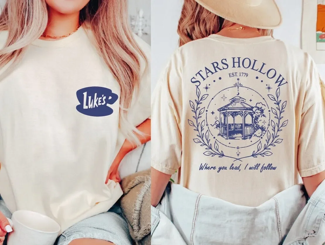 Stars Hollow Front Back Print T Shirt Lukes Diner For Mom Womens Fan Bp