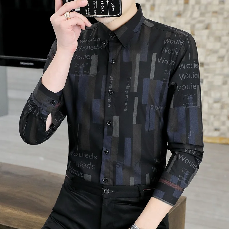 

Busin Casual Long Sve irt Men's Slim Fit Anti Wrinkle Iron Free Polyester Fiber Spring Autumn Faion Trend Briti S...