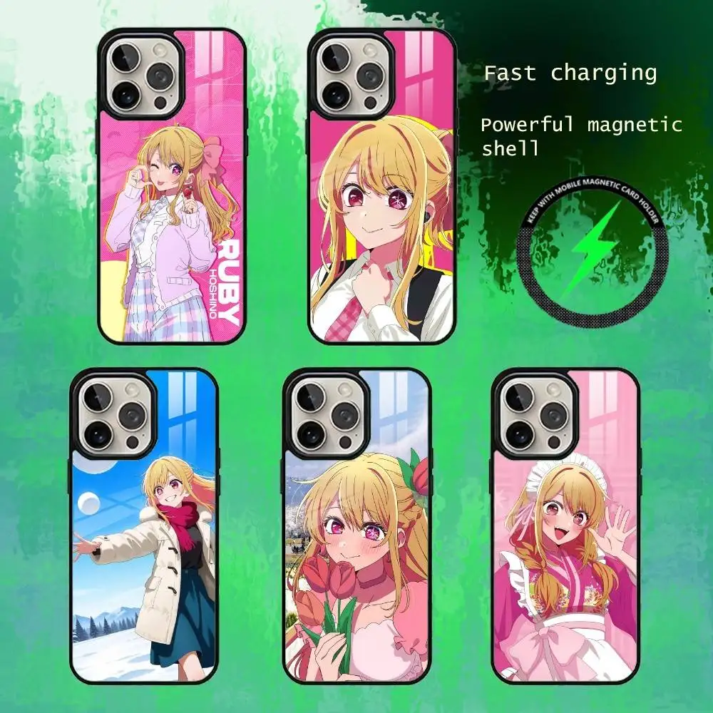 

O-Oshi N-No K-Ko Ruby Hoshino Phone Case For iPhone17,16,15,14,13 Plus,Pro Max Magnetic For Magsafe Wireless Charging