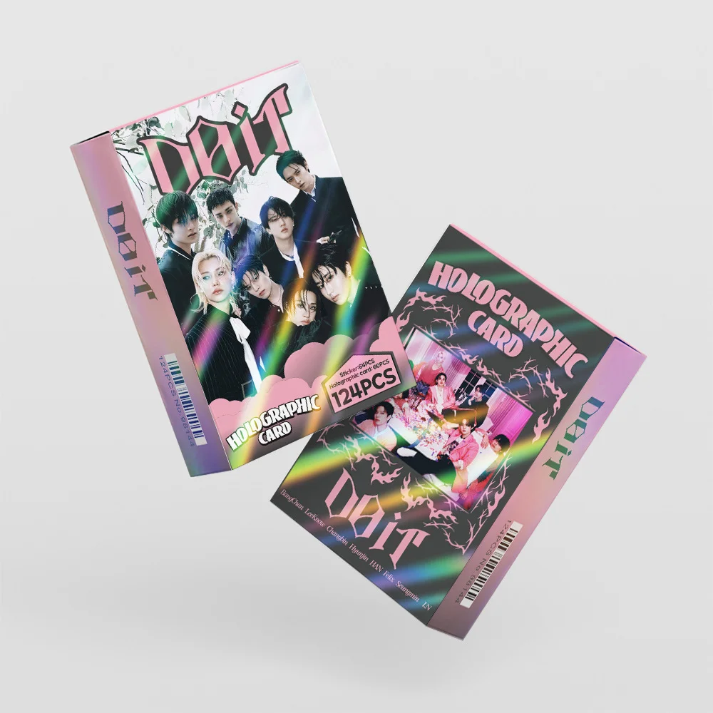 Skzoo 124 cartões laser Straykids novo cartão flash especializado DO IT Felix Leeknow Hyun jin ventilador de dupla face cartão colecionável skz