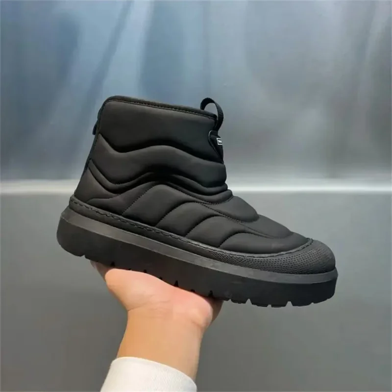 

Осенне-зимние теплые мужские зимние ботинки на меху, утепленная модная повседневная обувь для пекарей, утолщенная хлопковая обувь до середины икры на меховой подкладке
