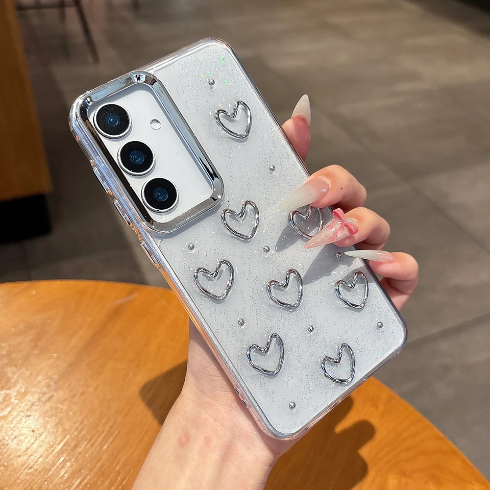 Niedliche 3D-Handyhülle mit silbriger Schleife für Samsung Galaxy A16 A25 A35 A56 A55 A54 A05S, weiche, stoßfeste, transparente Abdeckung, Epoxidharz-Hülle – Detail 10