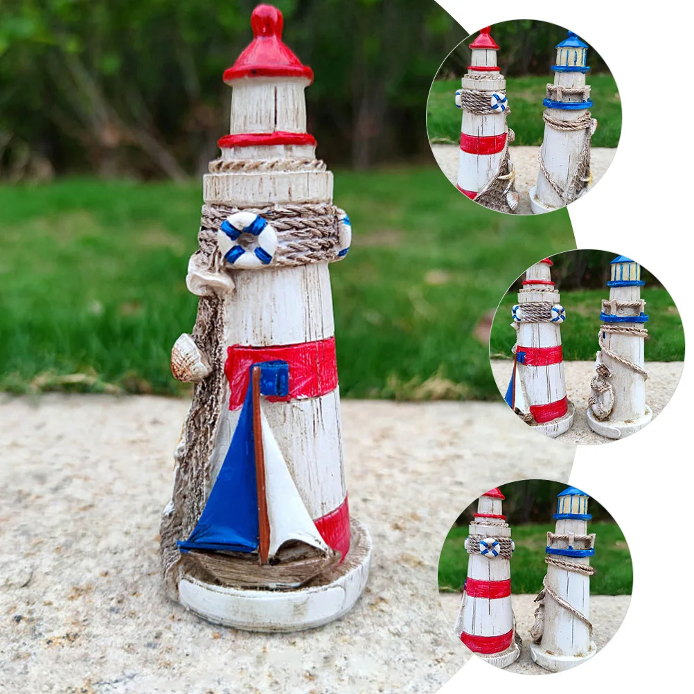 

Creative Mediterranean Style Lighthouse Decor Exquisite Workmanship Aquarium Fish Tank Decoration Gift Landscaping Lighthouse