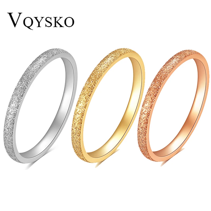 VQYSKO 3Pcs 2mm Stainless Steel Women's Stackable Eternity Ring Band Engagement Wedding Ring Set