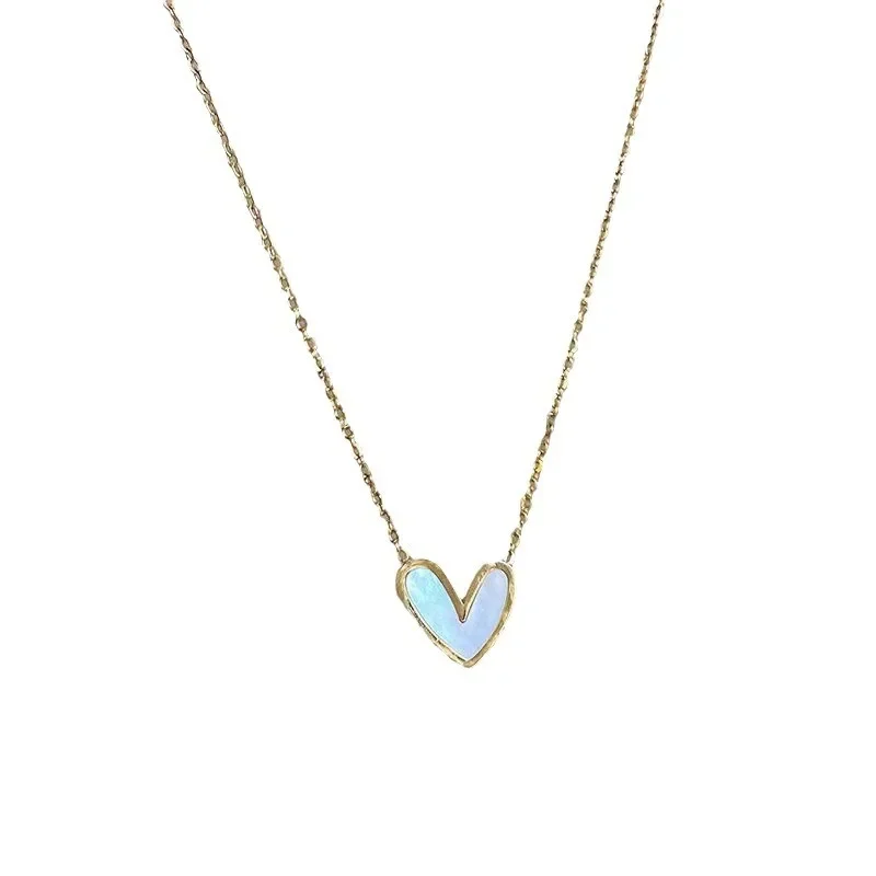 Korean Fashion Golden Love Shaped Necklace for Women All-match Cute Valentines Day Gift Pendant Y2k Accessories Charm Jewelry