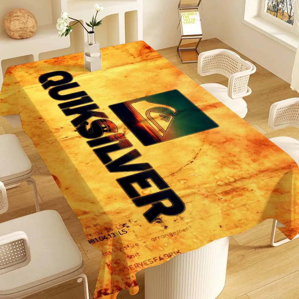 vintage famous Q-QuiksilverS LOGO Tablecloth Tea Coffee Table Cloth Waterproof Cloth Wall Stove Rack Rectangular Wedding Banquet