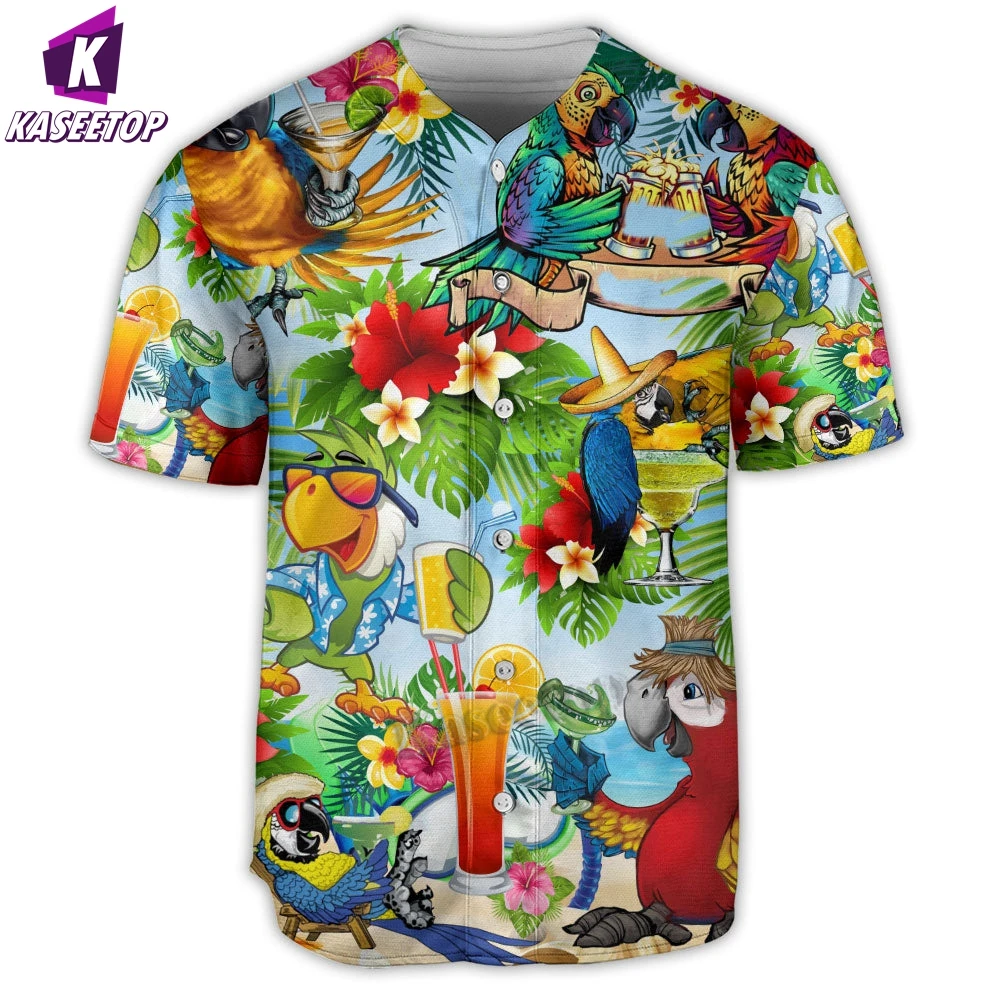 Parrot Aloha Tropical 3D Print T-shirt Boy Summer Baseball Shirt Hip Hop Makaveli Harajuku Streetwear Men Baseball Jersey Shirt