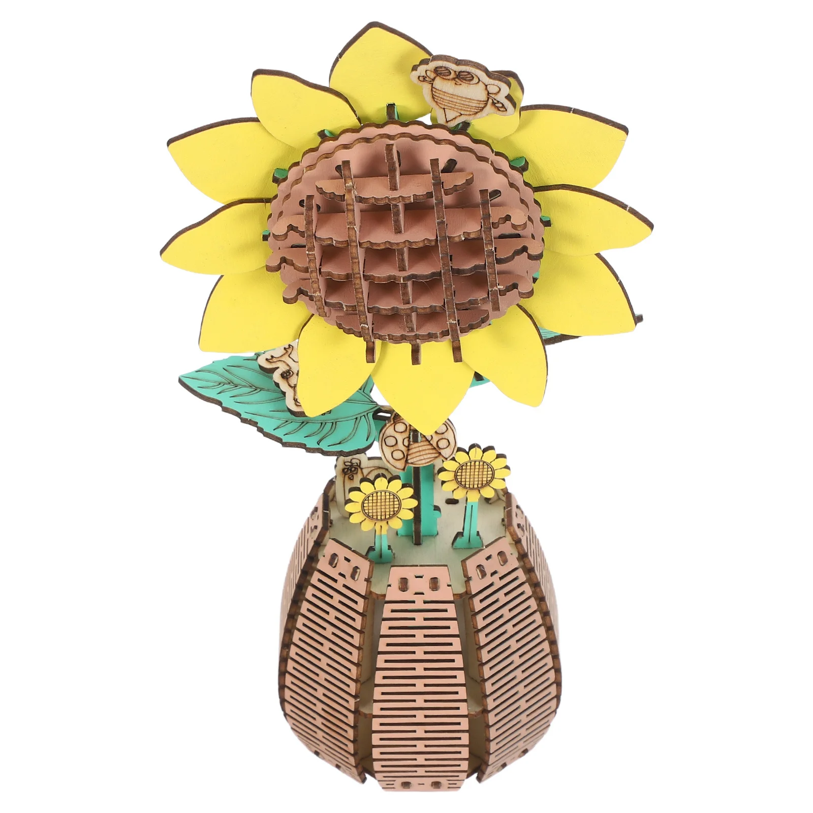 

1Set Themed Wooden Jigsaw Craft Sunflower Building Set Engaging 3D Puzzle for Kids Parents Educational Home Decoration