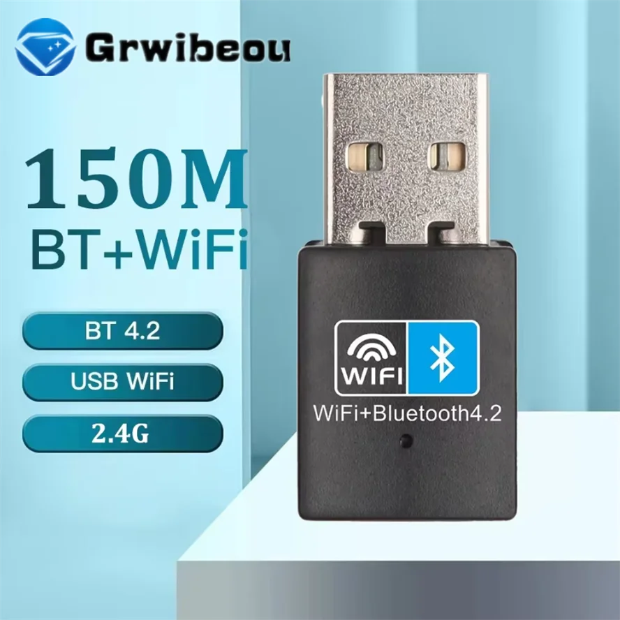 Adattatore WiFi USB 150Mbps Scheda di rete wireless Bluetooth 4.2 Dongle USB Ricevitore Wlan wireless 2.4G per PC desktop portatile