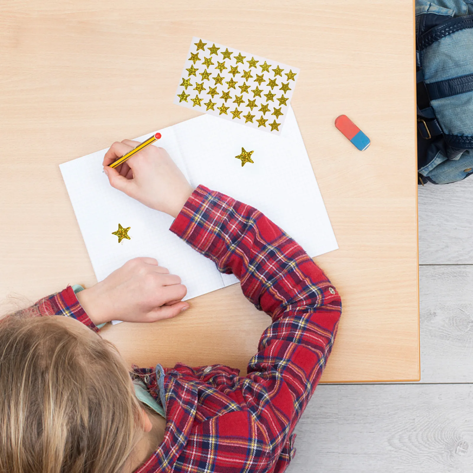 

5Packs Metallic Gold Glitter Five-Pointed Star Stickers Self-Adhesive Safe Aluminum Foil Reward Stickers for Student Incentives