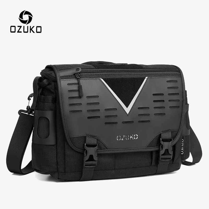 Ozuko bolsa de ombro masculina de alta qualidade, bolsa mensageiro grande, resistente à água, bolsa crossbody para viagem curta ao ar livre