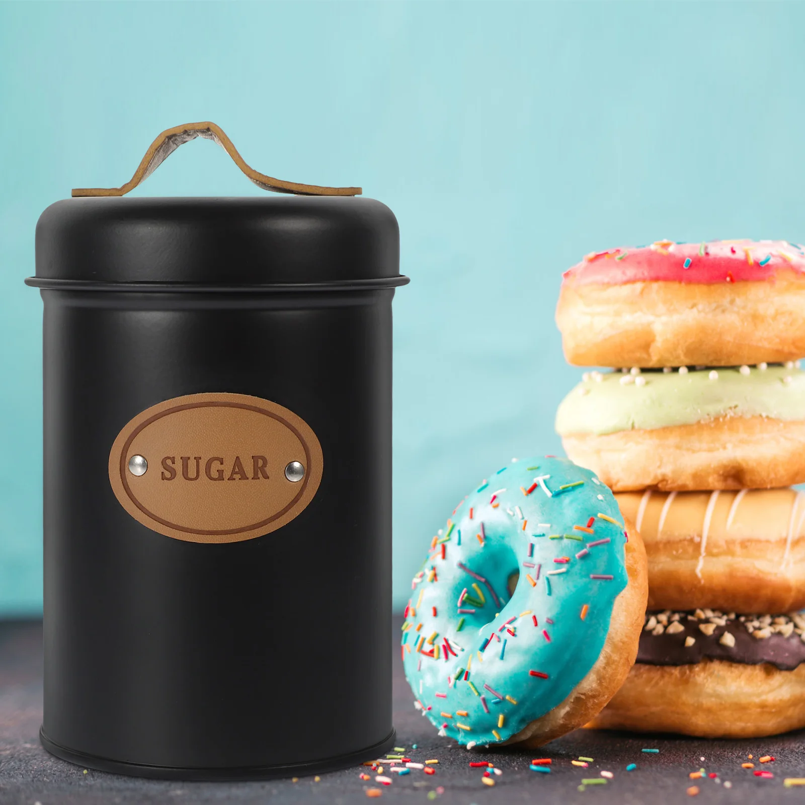 

1pc Coffee Sugar Canister Nordic Style Metal Food Canister Retro Tea Storage Holder Large Capacity Jar For Tea Coffee Cereal