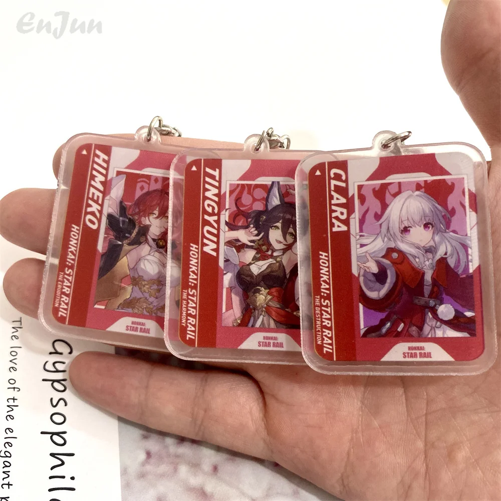 Game Honkai:Star Rail KeyChain Cute Tingyun Clara Himeko Figure Acrylic  Cartoon Keyring Ornament Fans Gift Pendant Aaccessories