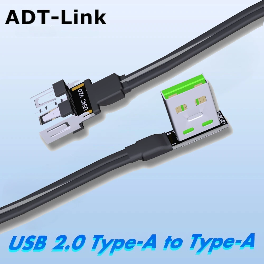 ADT-Link USB 2.0 Ultra Thin Slim Flexible Type A Male to A Female Flat Cable USB 2.0 Power Bank 5V 5A Data Short Extension Cable