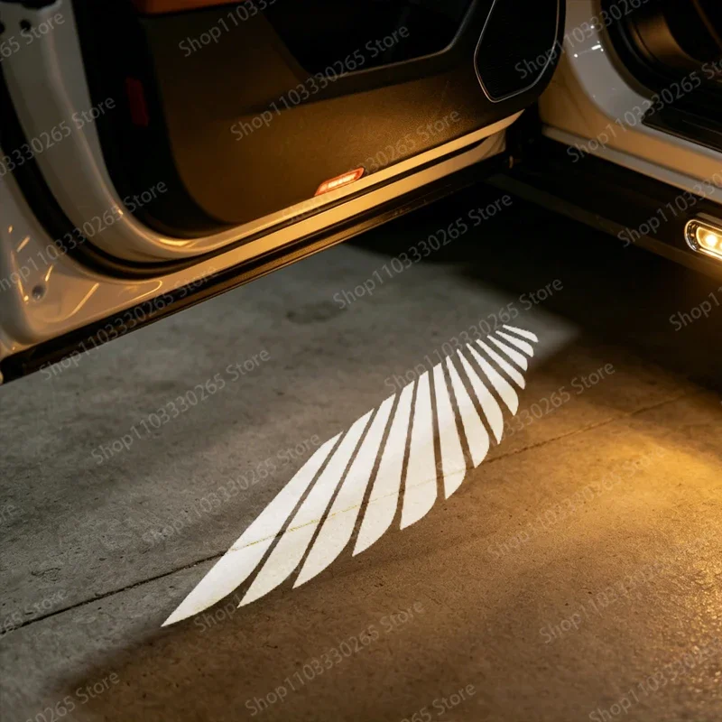 Door lighting, floor light, door opening projector, Angel Wing welcome light, car accessories, car atmosphere