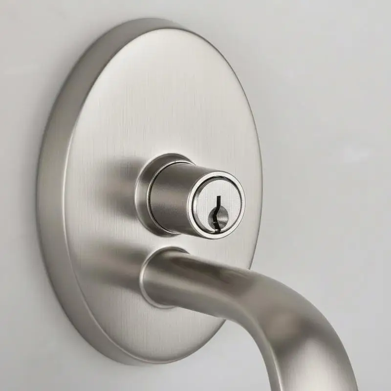 

Satin Nickel Entrance Lockset Adjustable Hole Spacing For Main Entrance Residential House Office Entry Single Cylinder Deadbolt Interior Door Knob Reversible Handle Design